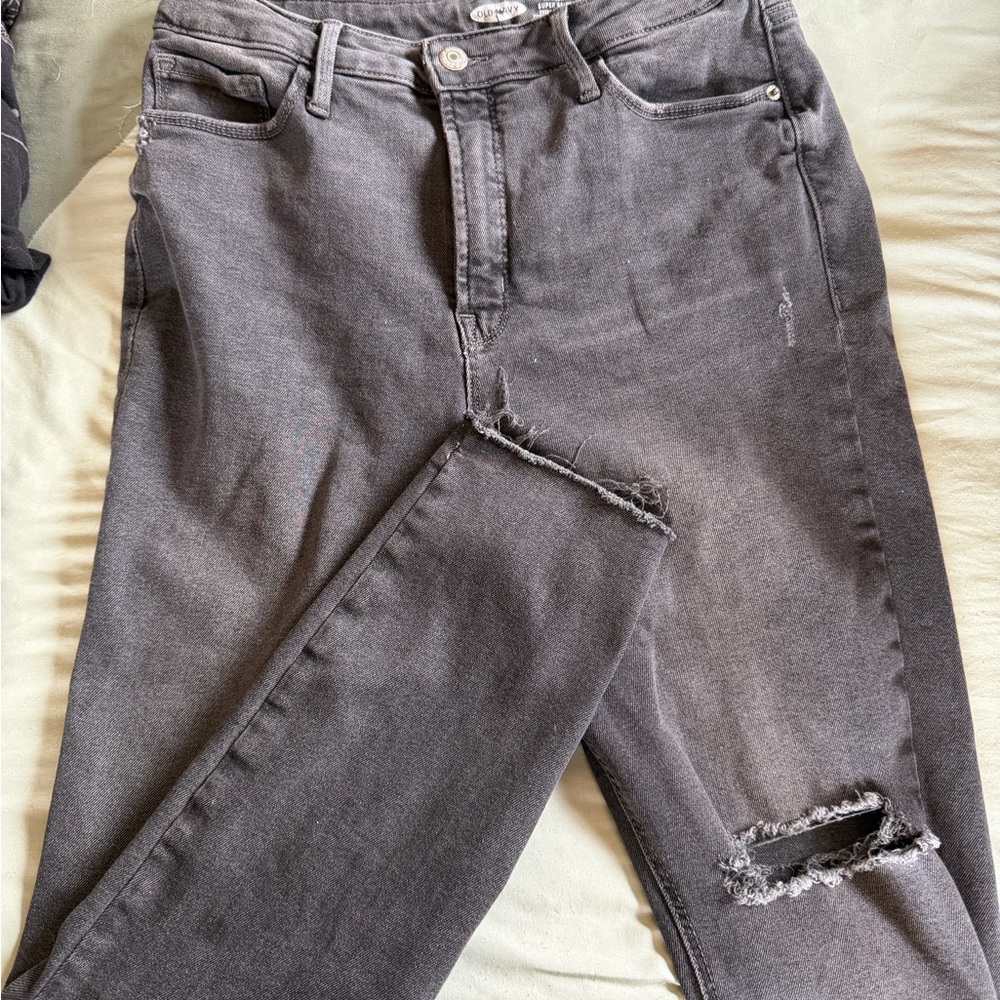 Old Navy Dark Gray Distressed Skinny Jeans
